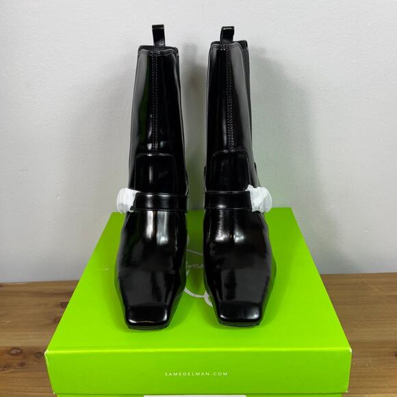 New Sam Edelman Suzette Buckle Western Boot in Black Patent Women's Size 8.5 - Picture 2 of 8